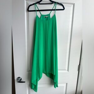 Pleated effect Hanker chief hem short dress